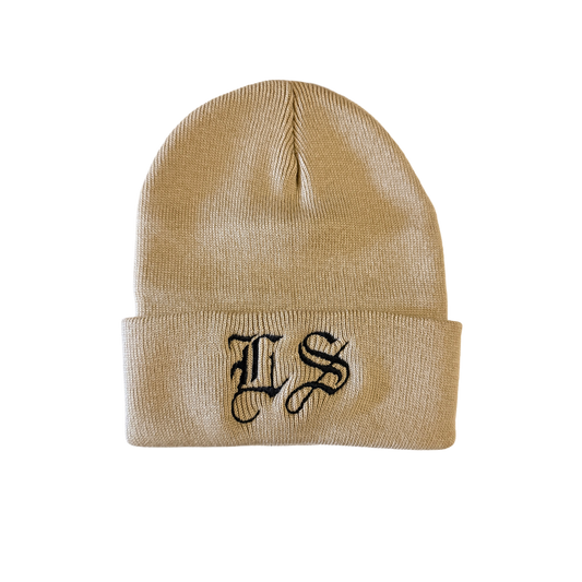 LS Embroidered Cuff Beanie (Tan)
