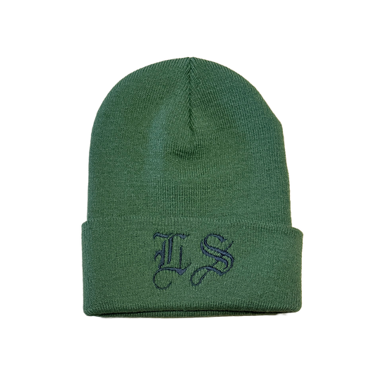 LS Embroidered Cuff Beanie (Olive Green)